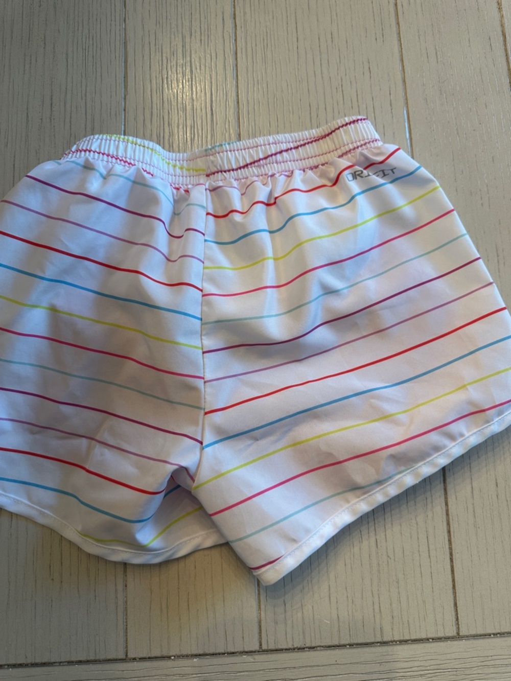 Nike Girls' Charcoal Gray Tee with Pink Rainbow-Accent Shorts - Picture 5 of 5